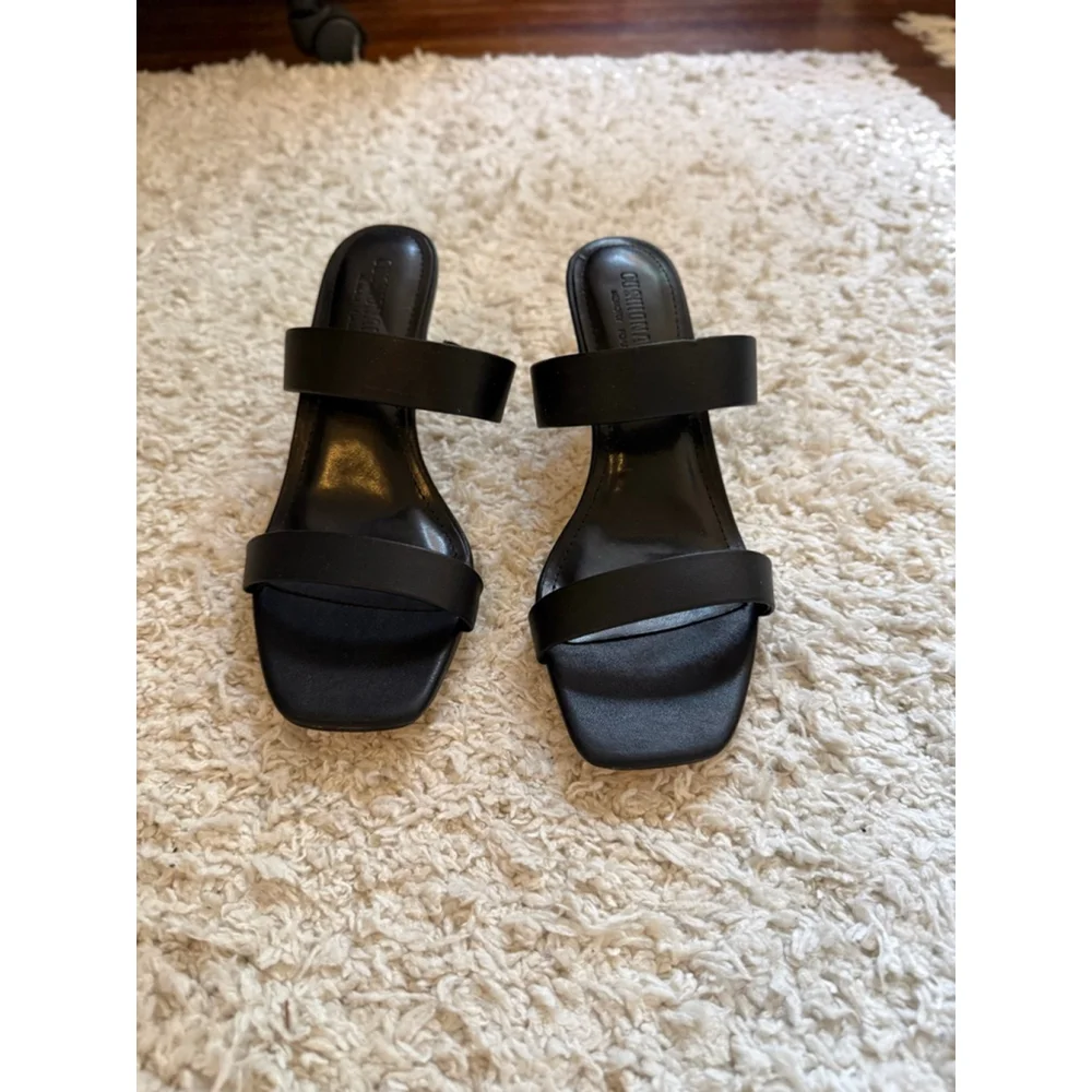 Women's Black Kitten Heel Sandals Size 7 - Picture 1 of 6